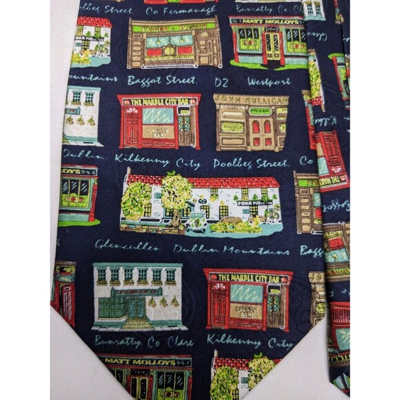 Irish Pubs of Ireland Mens Neck Tie 100% Silk Outer By Traditional Craft 58” - Picture 2 of 7